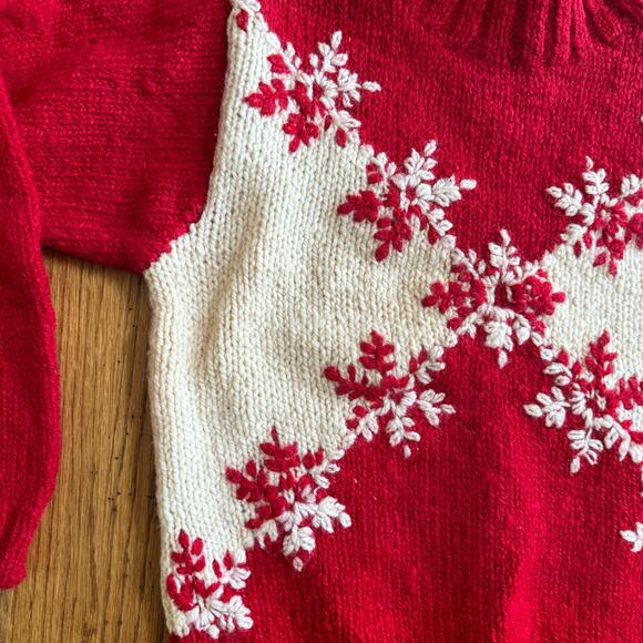 VTG Express Tricot Womens Small Christmas Sweater Wool Snowflake Holiday Chunky - Picture 5 of 16